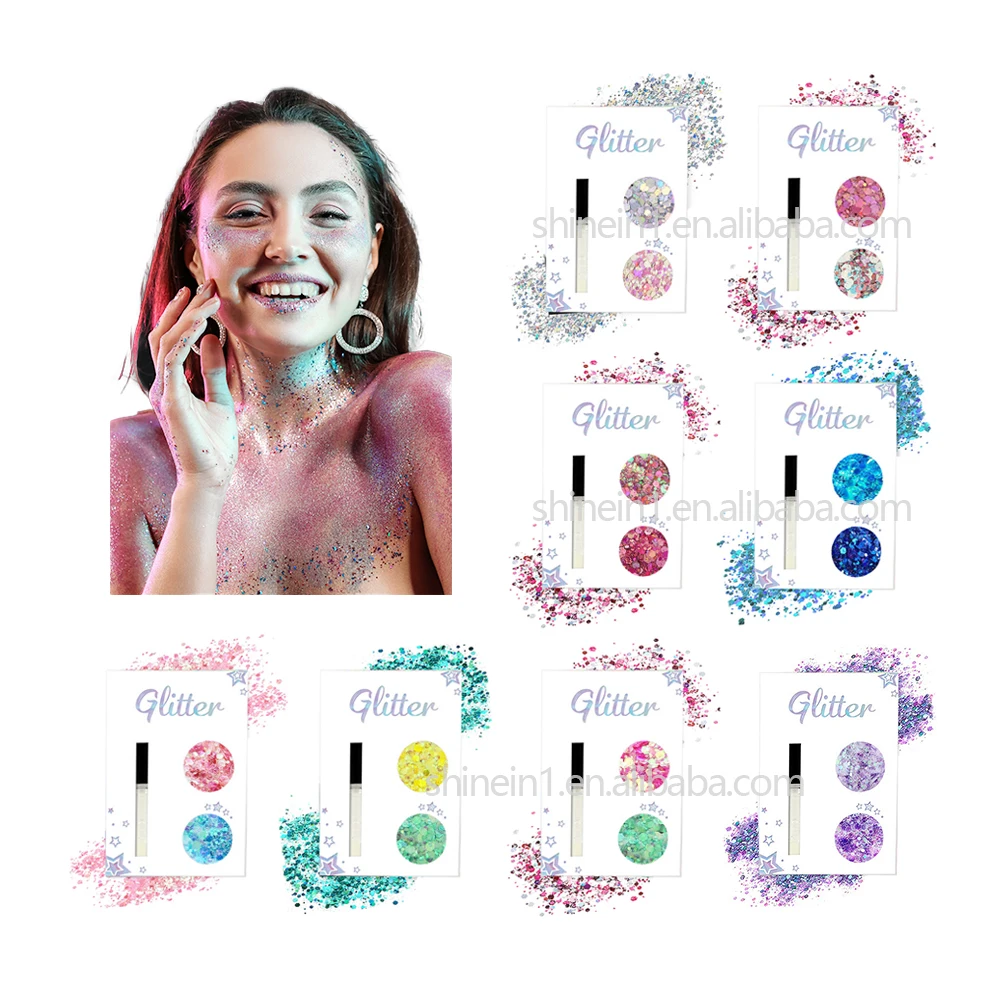 Shinein Bulk Polyester Chunky Glitter Mermaid Cosmetic Face Hair Glitter for Decoration