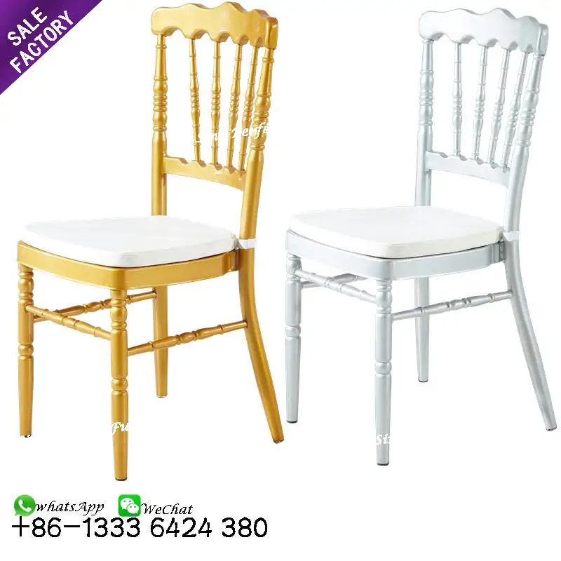 Supplies China factory metal gold white weddings banquet chiavari chair with cushion for events