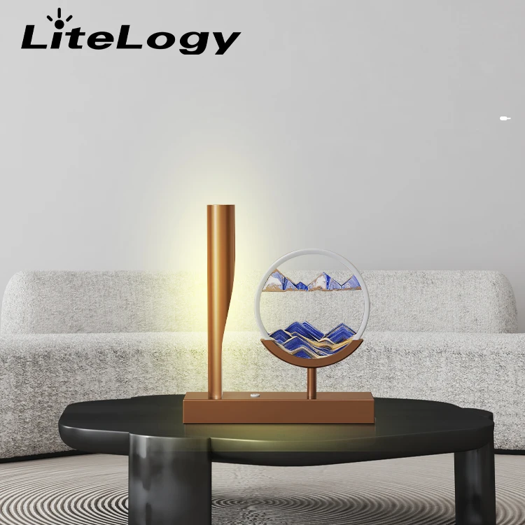Decorative Flowing Sand Art Light Hourglass Led Light 3D Dynamic Moving Sand Picture Lamp Quicksand Painting Table Lamp
