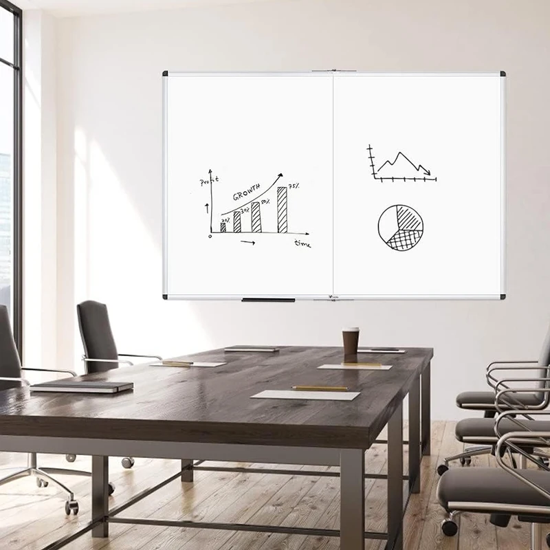 Large Magnetic Dry Erase Board with Pen Tray | Wall-Mounted Aluminum Message White Board for Office Home and School