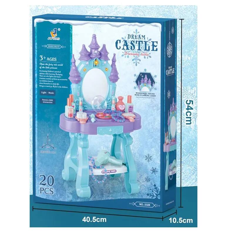 ODM/OEM Children Pretend Plastic Magic Toy Play Princess Dressing Table Play House Girl Beauty Make Up Toy Set For Girls Kids