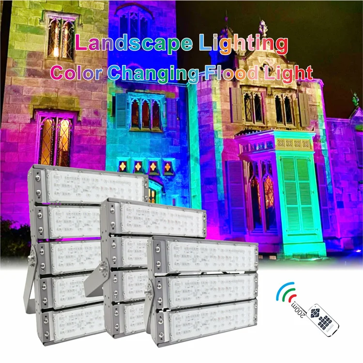 New Spotlight Led Flood Light Led Beads Rgb Waterproof Floodlighting 400W Rgb Colors White Garden Rgb Flood Light Outdoor