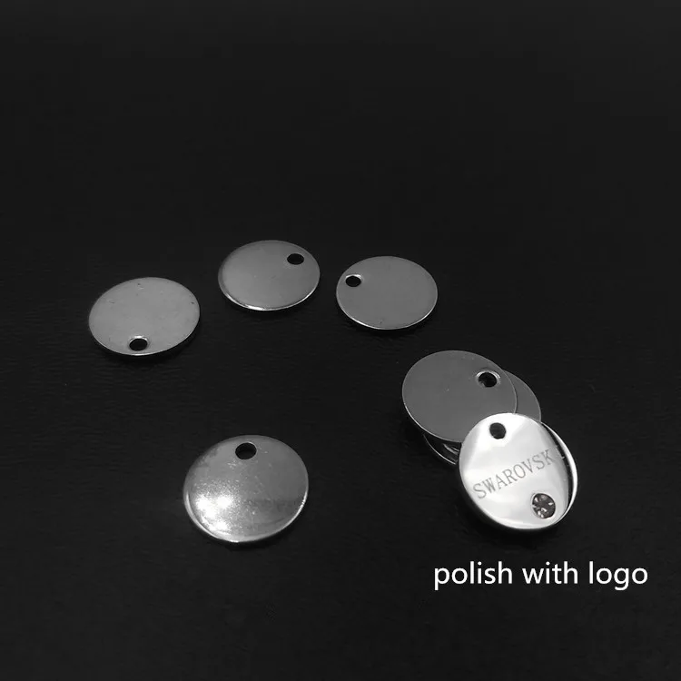 Cheap Stainless Steel Round Charms Printable LOGO Custom Logo Engraved Tags Charm For Jewelry Making
