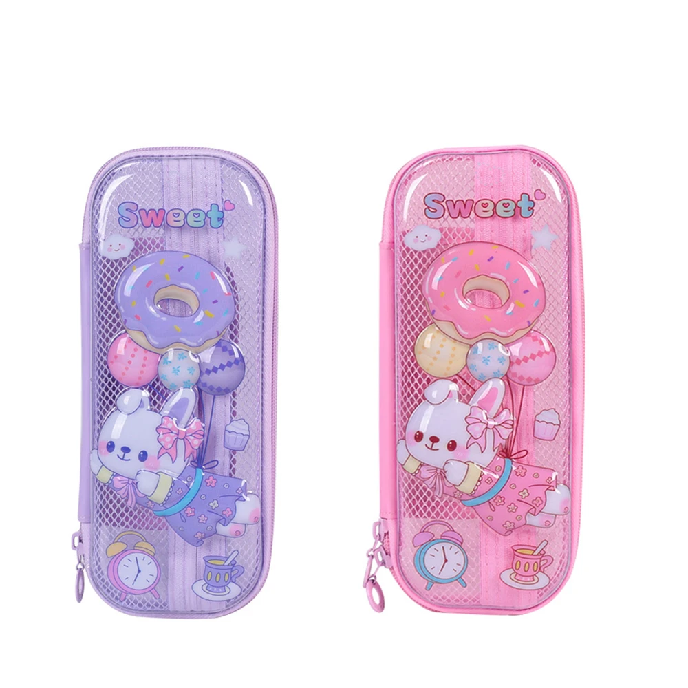 EVA Transparent Stationery Box Primary School Supplies Stationery Box 3D Cute Girl Pencil Case Boy Learning Pencil Box