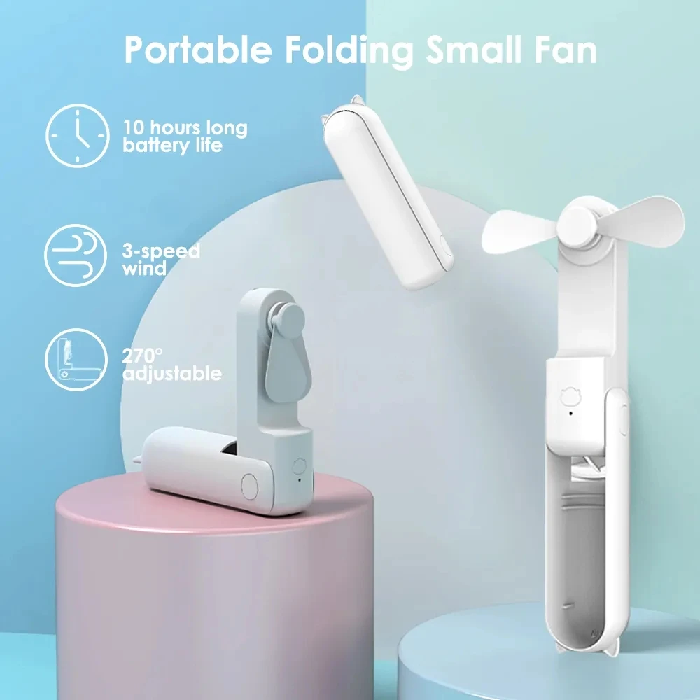 Hot Sale Handheld Mini Fan 3 IN 1  USB Rechargeable Small Pocket Fan with Power Bank Flashlight Portable Fan