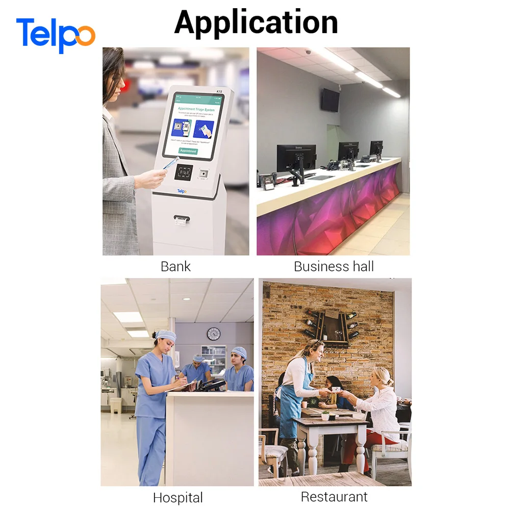 Telpo bank customer appointment queue management system with VIP smart card reader
