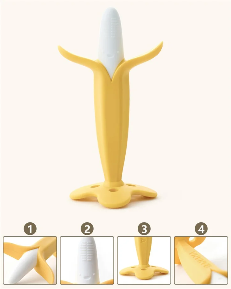 2022 Banana Fruit Shaped Natural Teething Toys Silicone Toothbrush Soothe Babies Gums Baby Teether