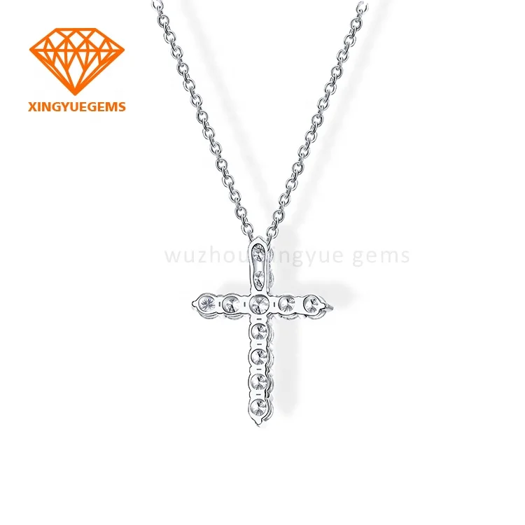 Fashion Design 925 Silver Cross Pendant ,moissanite Diamond Pendant Necklace Moissanite Custom Jewelry