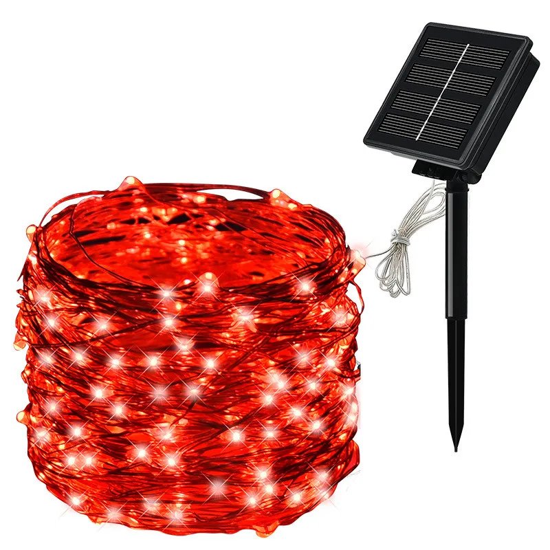 Новогодняя светодиодная уличная лампа на солнечной батарее LED гирлянда для праздника Рождества вечеринки садовая с батареей водонепроницаемое освещение 10 м