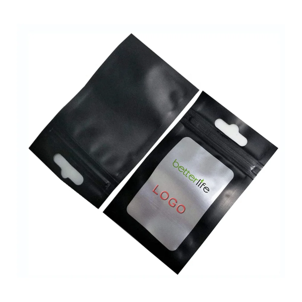 Hot Sale Factory Supply Black plastic Ziplock Bags for Phone Case Small Plastic Bag Frosted Plastic Jewelry Bags With Hang Hole