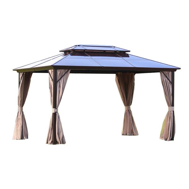 Роскошные уличные беседки 3*4 м для сада двора вечеринки двойная поликарбонатная крыша из поликарбоната алюминиевая прочная беседка