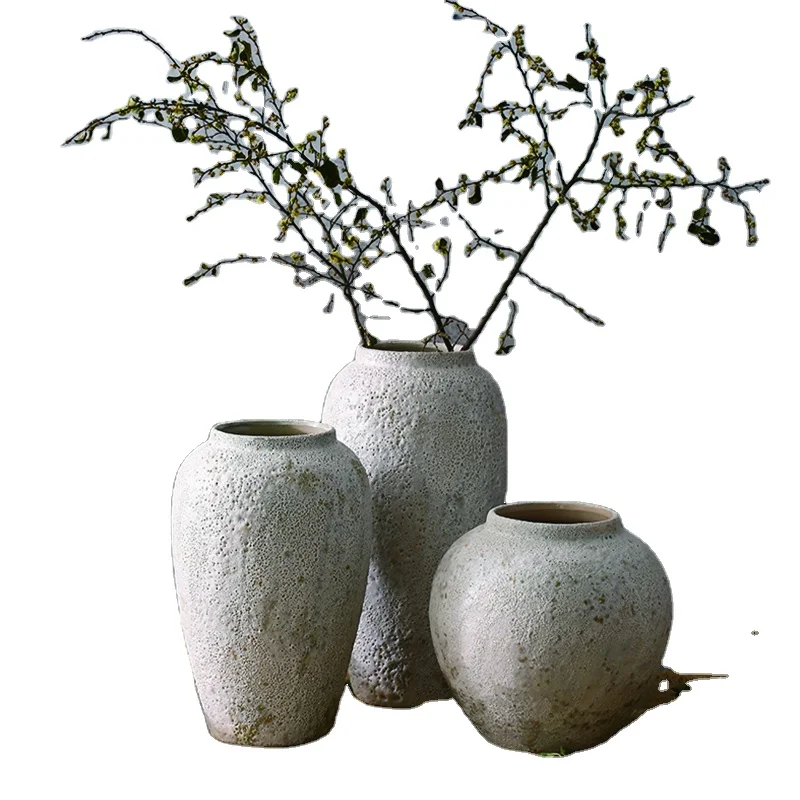 antique style art table decorative jarron retro clay matte ceramic vase for home decor