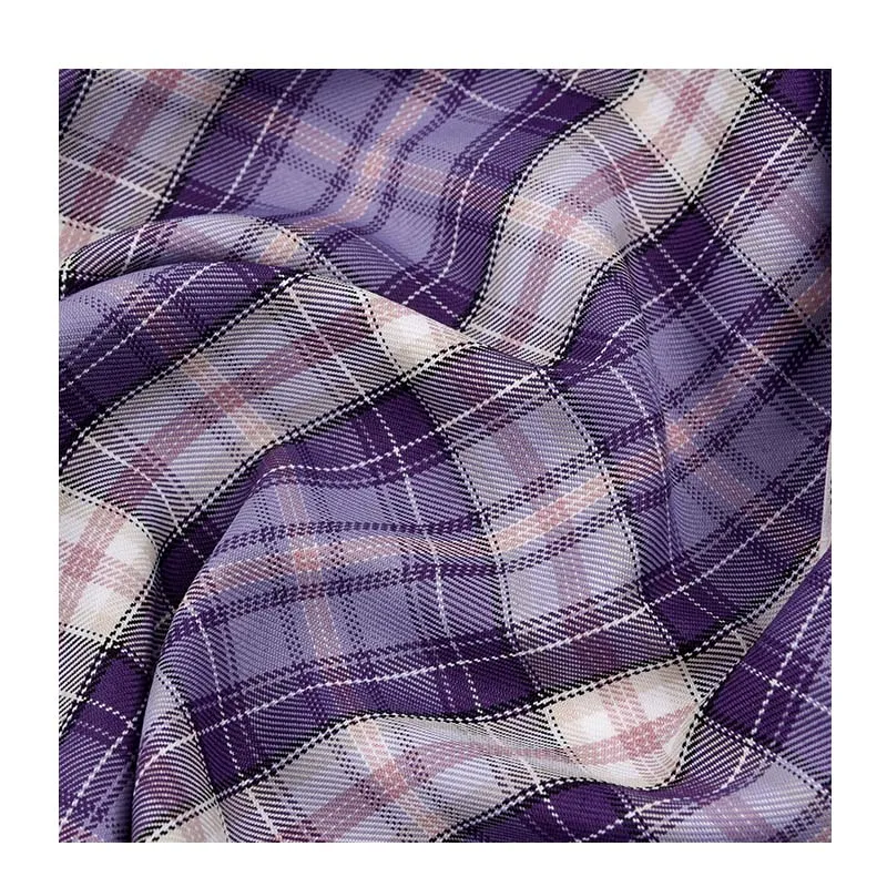 Wholesale poplin Colorful Plaid Yarn Dyed JK Fabric Polyester Plaid Fabric for school uniforms Dress Skirts