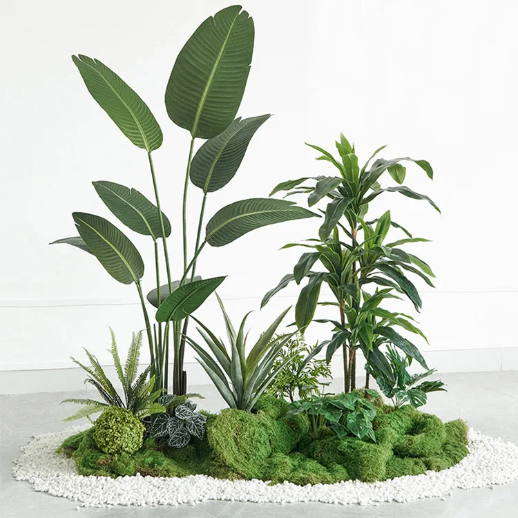 Senmasine Factory Custom Fake Banana Leaf Artificial Potted Tree Faux Birds of Paradise Plant for Home Indoor Decoration