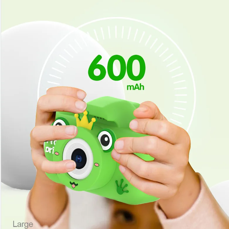 HD Digital Cameras Video Camcorder for Kids, Cute Cartoon Frog Selfie Design Portable Mini Camera for Children Birthday Gift