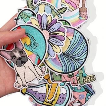 hot sale fashion summer logo travel style heat transfer iron on embroidery patches for clothes