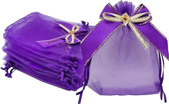 Factory Directly Custom Logo Wholesale Custom Fabric Gift Bag Wedding Organza Reusable Jewelry Pouches for Wedding Party, Valent