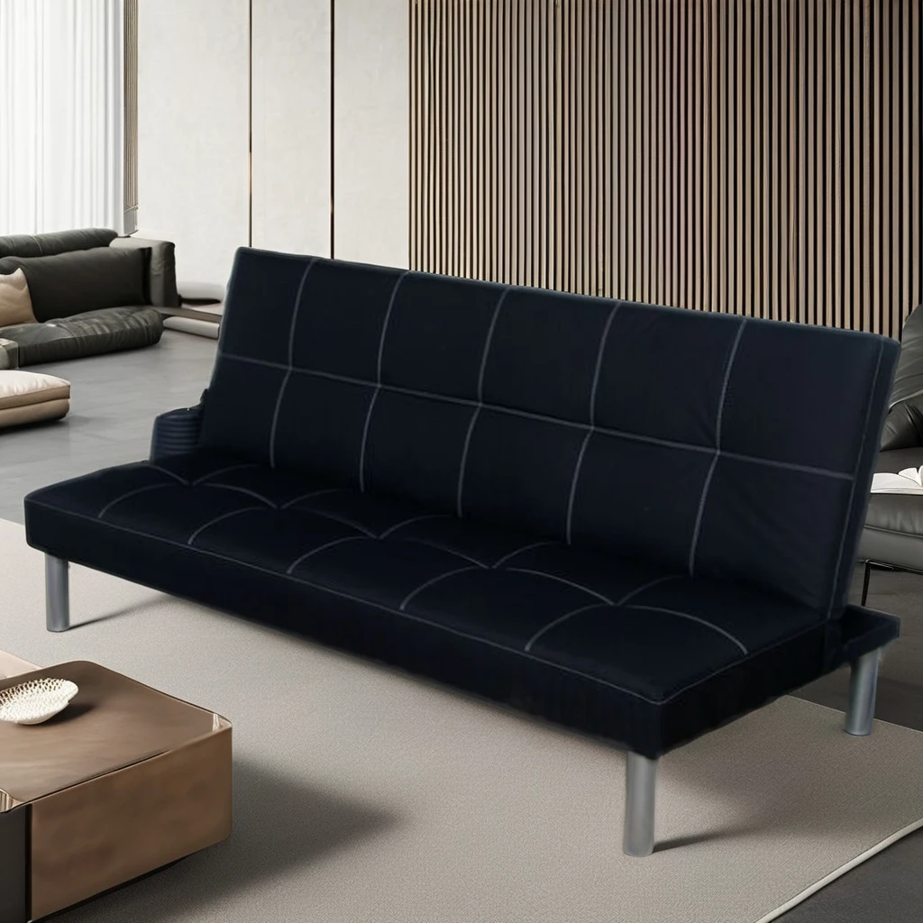 Modern Multifunctional Fabric Divan Sofa Bed Simple Purple Space-Saving Design for Living Room Apartment Set Wood PU Materials