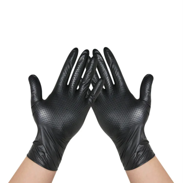 Черные нитриловые перчатки, 3 мм, без пудры, с алмазным утолщением, для гоночных автомобилей, мотоциклов, мойки, ремонта, работы, синтетические перчатки, перчатки для рук