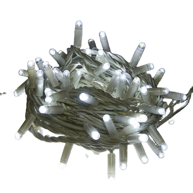 110V 220V Rubber White Wire LED Christmas Holiday Outdoor String Lights