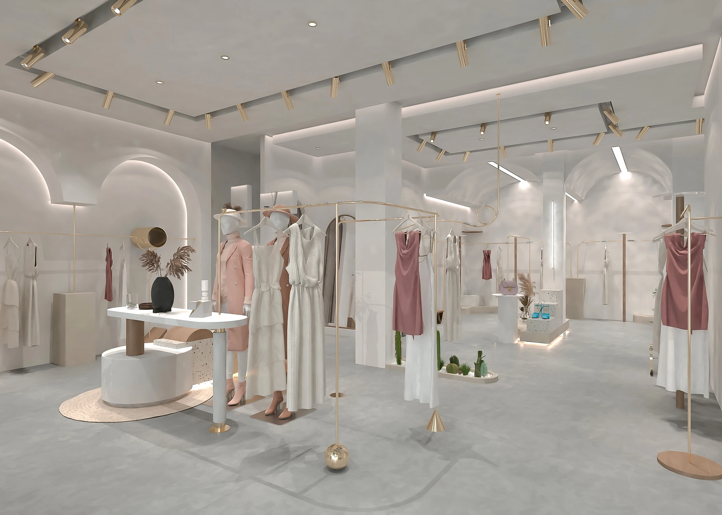 Retail Store Design Clothing Shop Display Stand Women Clothing Shop Rack For Ladies Clothing Shop Interior Design