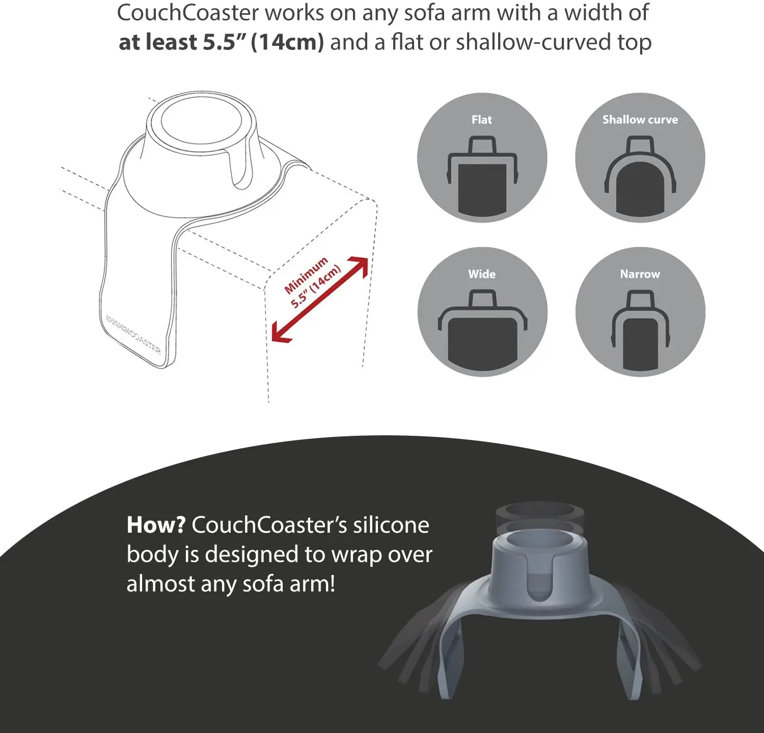 Spill Proof Sofa Cup Holder Food Grade Silicone Beverage Coffee Cup Holder For Sofa Recliner Armchair-Sofa cup holder tray