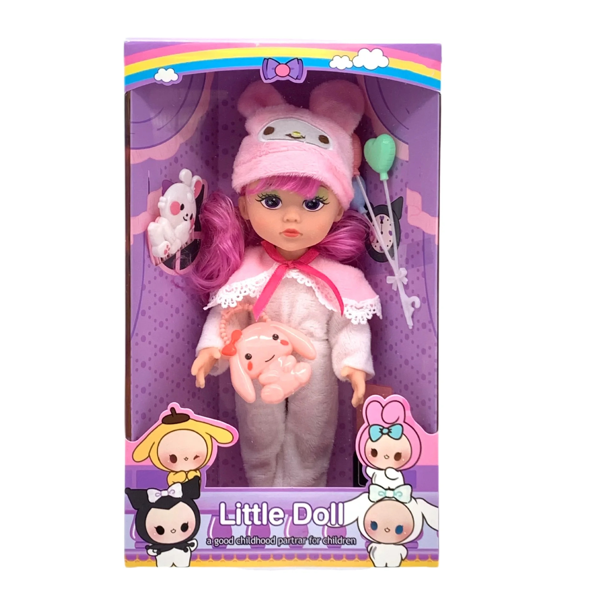 Cartoon Kuromi Sanrioed Plush Toy Anime Doll  Realistic Reborn Vinyl Doll Waterproof Toddler Girl Doll