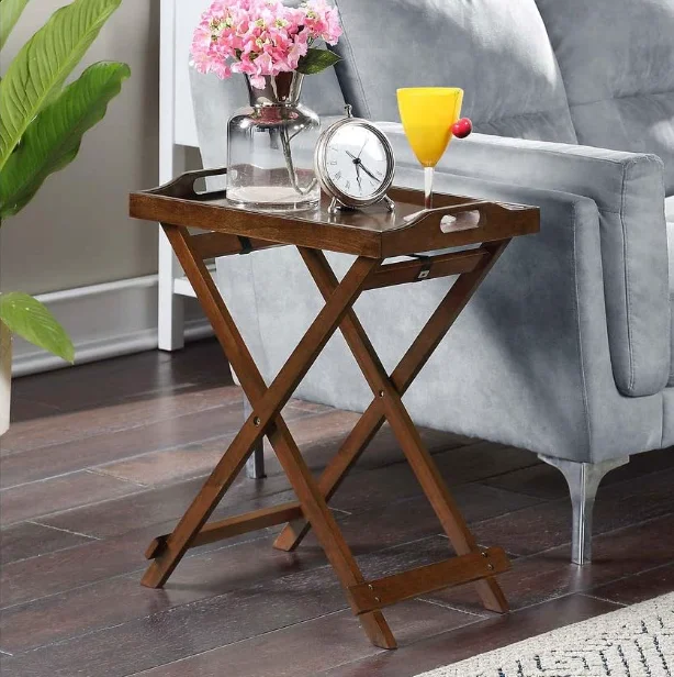 Wooden Folding Dinner Table Tv Tray Coffee Stand Serving Snack Tea Portable Tray Sofa Side Table