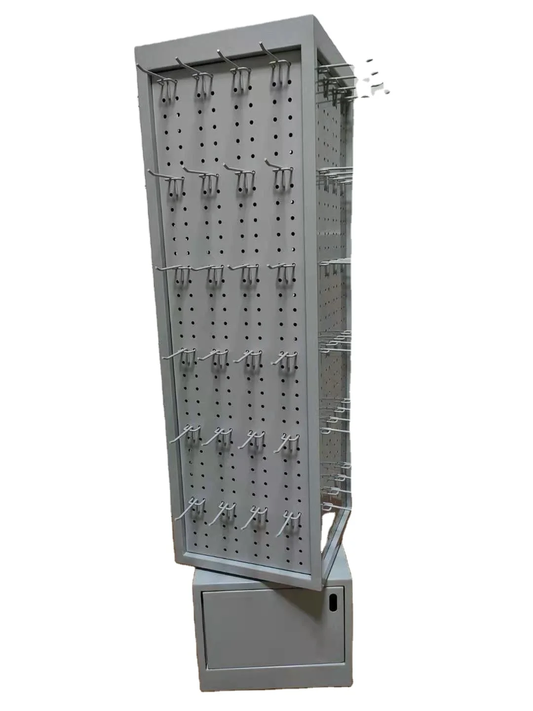 Retail store floor rotating metal pegboard display stand racks for boutique accessories shop boutique display shelf