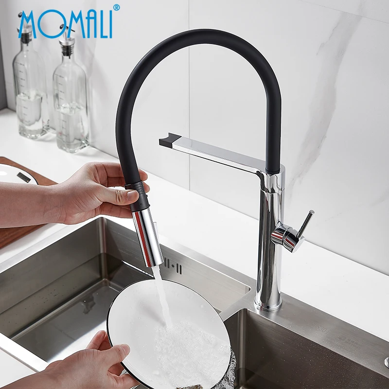 Momali 36 years for trust high brass content modern design luxury smart black kitchen faucet