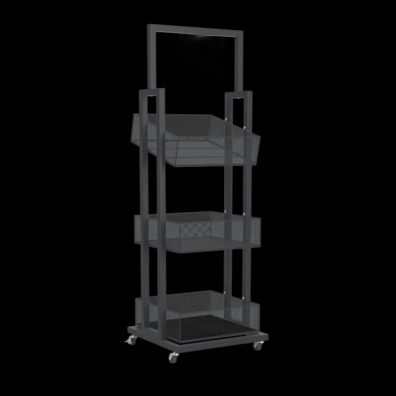 Customized Snacks Drink Toys Multi-layer Mobile Supermarket Shelf Display Rack