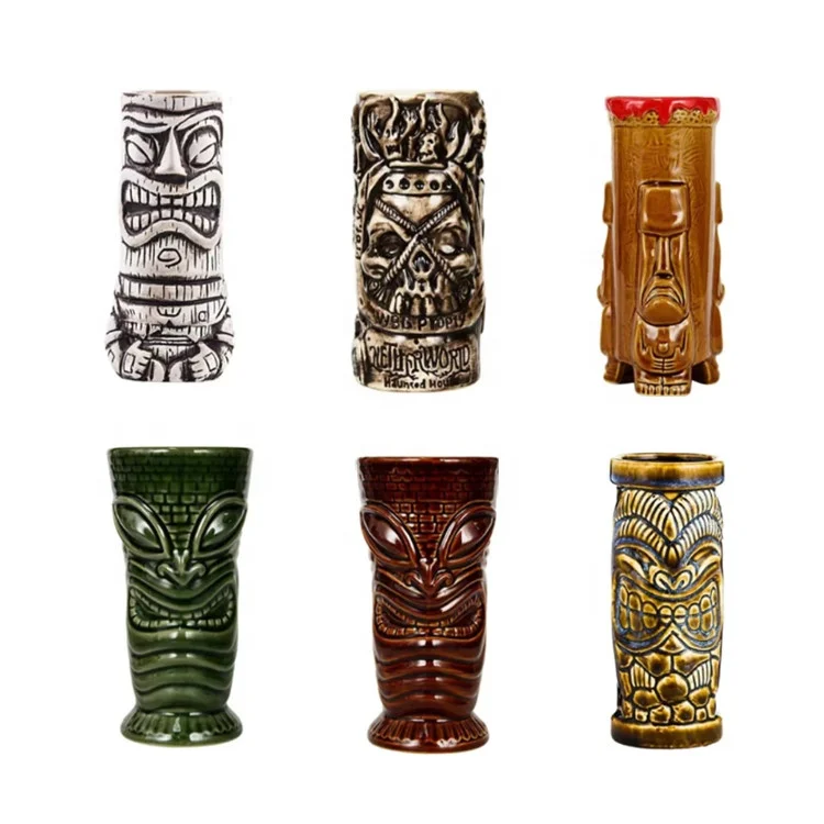 Ceramic Tiki Mug Cocktail Gift Set Bar Decoration Hawaii Custom Tiki Ceramic Tiki Totem Mug