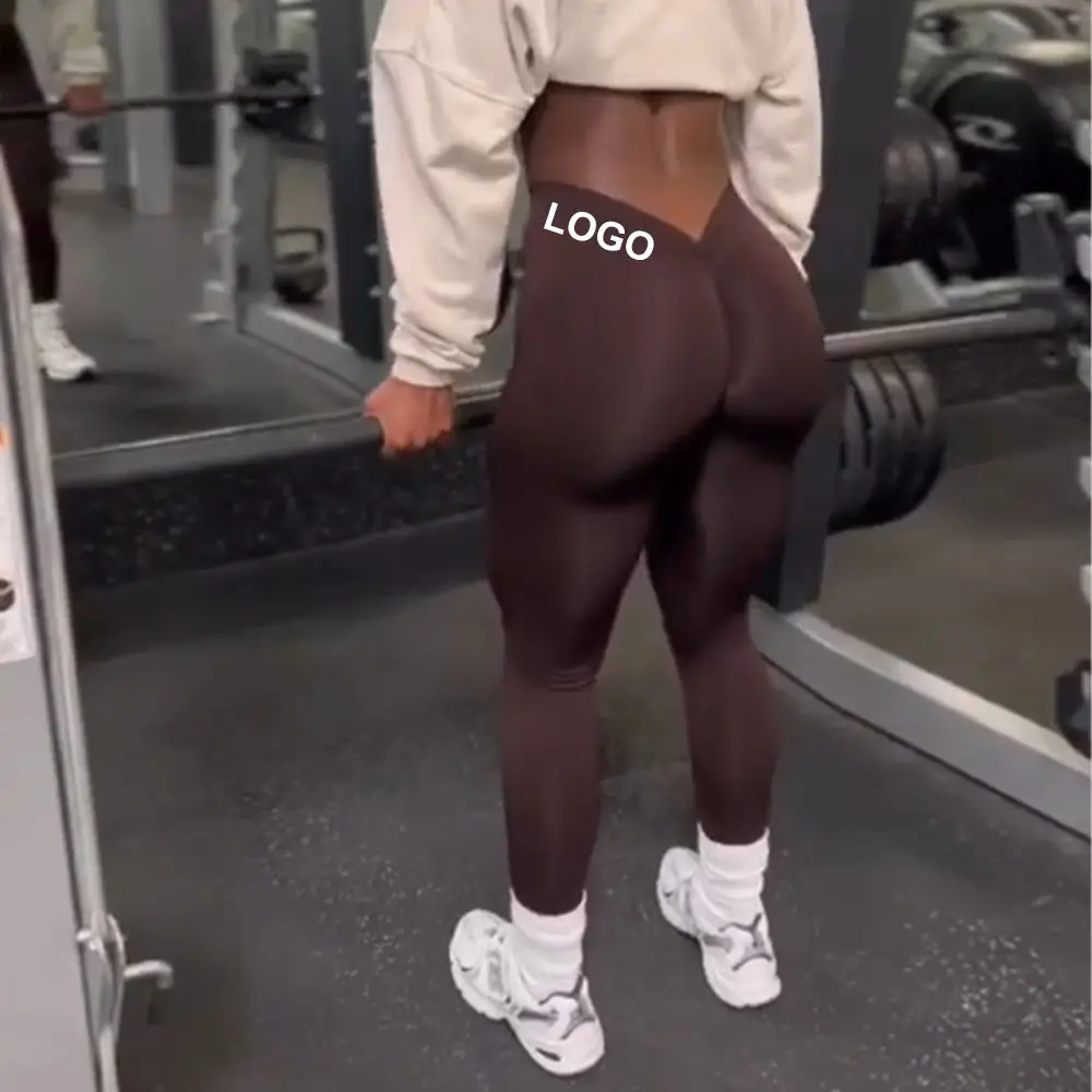 2023 New Design Workout Gym Scrunch Butt Seamless Tight Sports High Waist Yoga Pants Crossover V Back Leggings