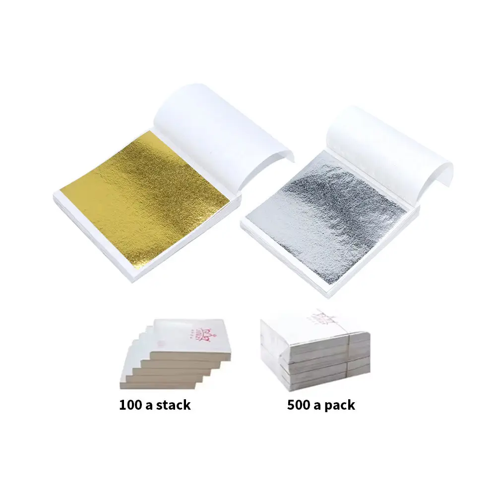 Factory Price High Quality 500P/Pack Taiwan Imitation Gold Leaf Foil 9*9 14*14 Gold Leaf For For Craft Art