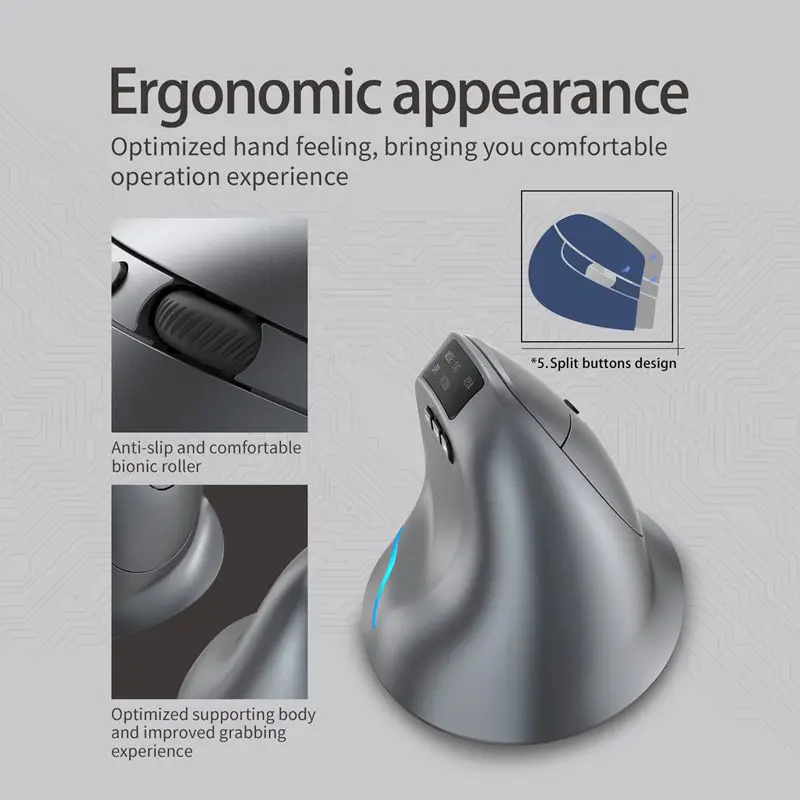 Высококачественная эргономичная беспроводная Вертикальная Бесшумная мышь ZELOTES F-26C Регулируемая DPI RGB лампа 2,4G