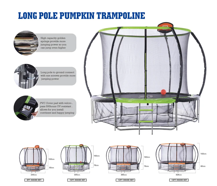 Zoshine 1500LBS Capacity Trampoline Set No-Gap Design 15 14 12 10FT Safety Enclosure Net Kids Family Outdoor Backyards Non-Slip
