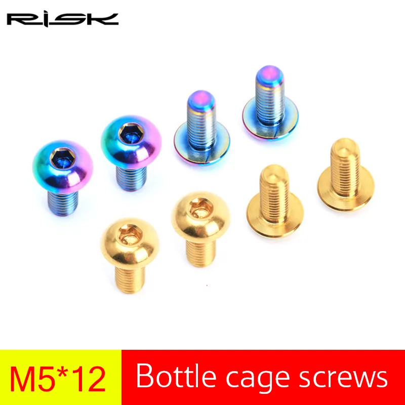 2pc Risk Titanium Bike Water Bottle Holder Bolts M5*12mm Bicycle Bottle Cage Screws Ultralight MTB Cycling Bottle Holder Bolts