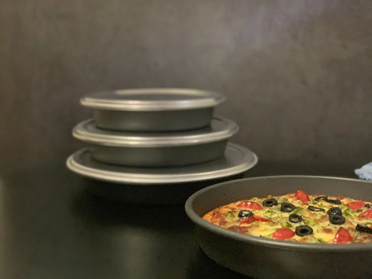 6-12 Inch Aluminum Round non stick Pizza Pan Kitchen Bakeware Plate Tray Deep Baking Dish pizza tray with Lid