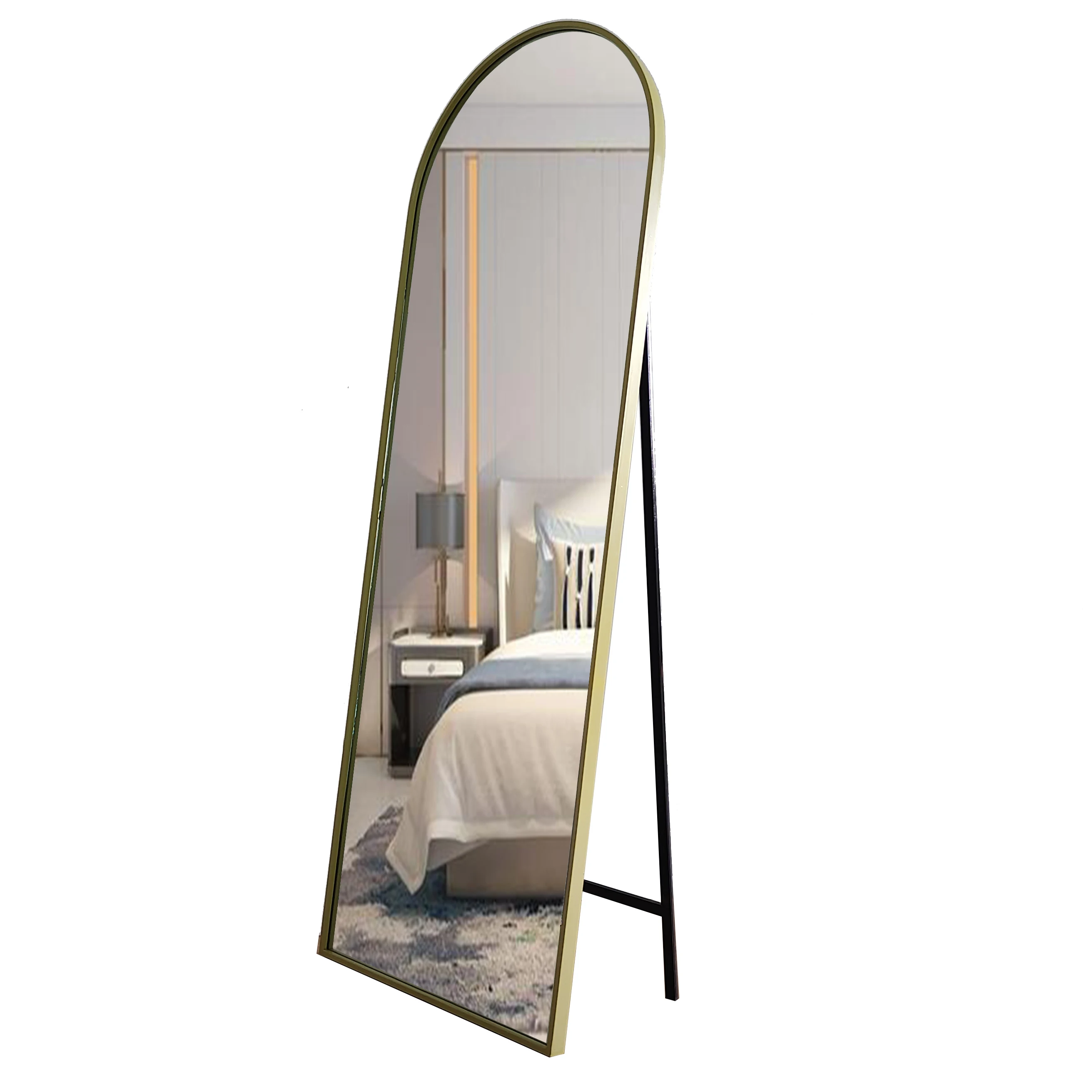 wholesale large arch standing floor mirror luxury metal frame decorative full body miroir for bedroom specchio espejo spiegel