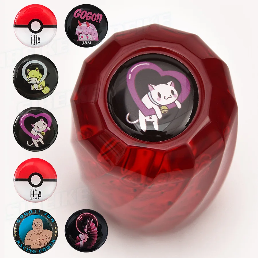 Customized Cat Sticker JDM Spiral Gear Shift Knob 10CM Bubble Crystal Gear Shift Knob for Universal Car
