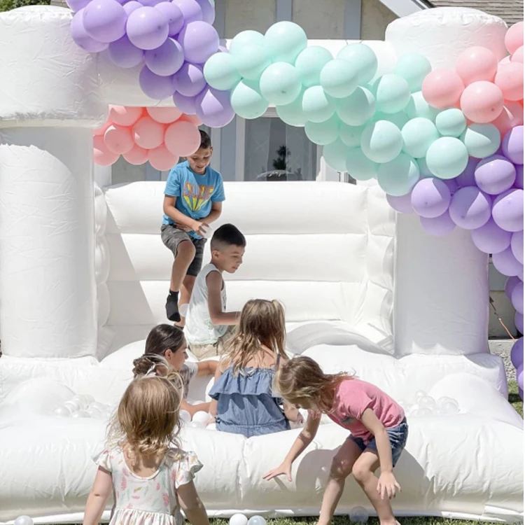 Commercial White inflatable bouncy castle with ball pit soft play bounce house toddler white inflatable jumper (1600346541110)