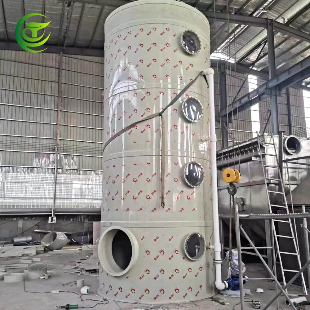 Stainless Steel Spray Tower Deterg Cyclone Mixing Spray Tower Cyclone Dongguan Industrial Plastic Waste Gas Treatment Equipment