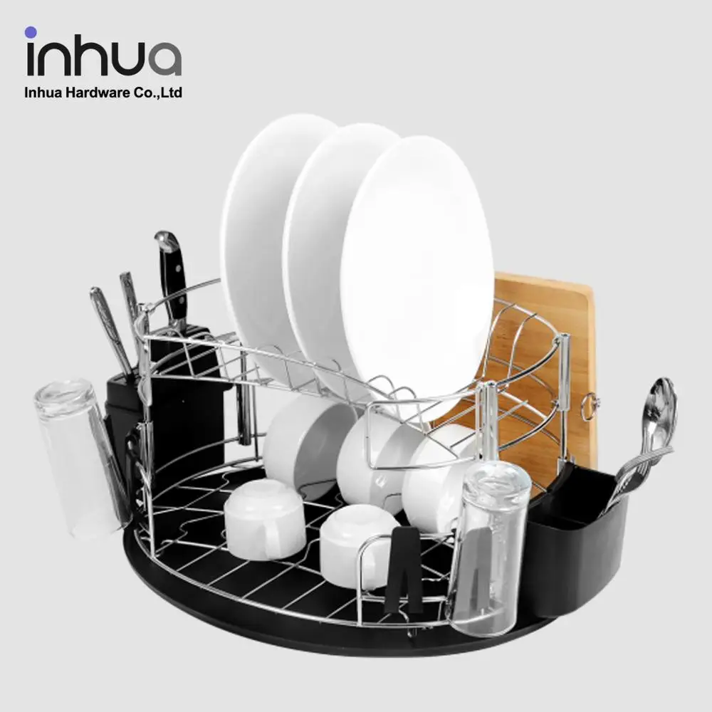 
Multi-function large capacity double layer stainless steel drying rack tableware storage drainer dish rack 