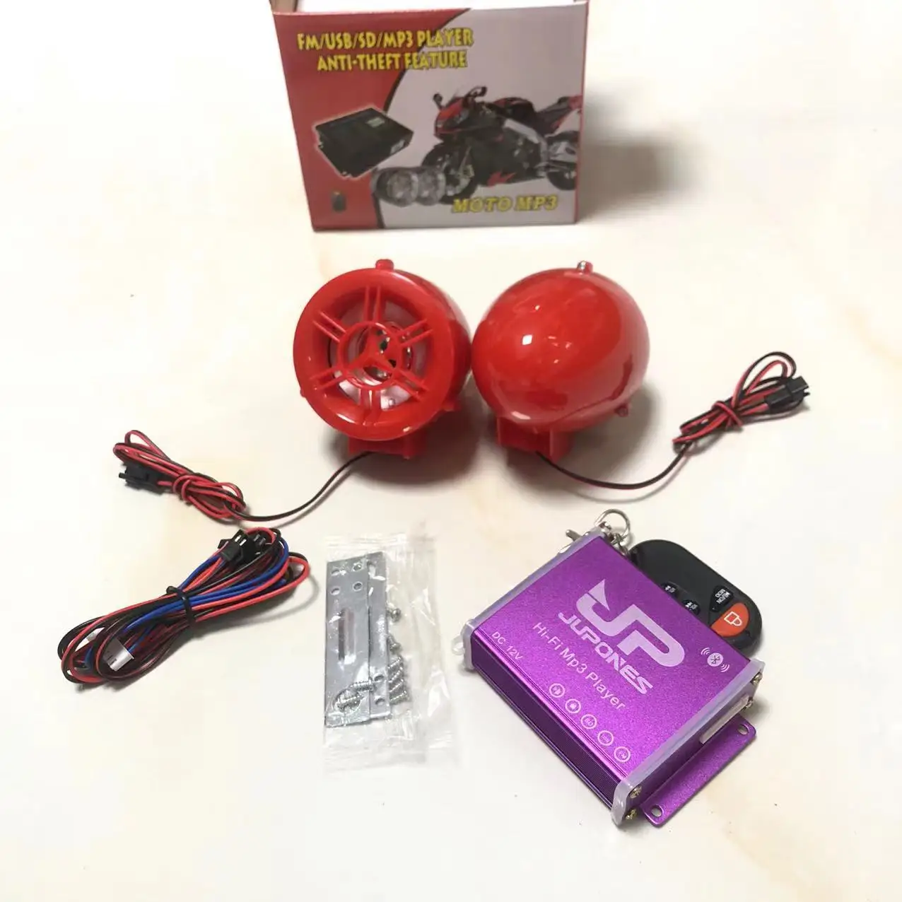 Motorcycle Spanish Language Turkiye Language MP3 Player Motorcycle audio Fm radio motorcycle Alarm Hands free USB SD