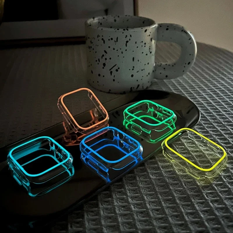Luminous Transparent Cover for Apple Watch band 49mm 45mm 41mm 44mm 40mm Protector Case For iwatch serie ultra 8 7 6 SE 5 4