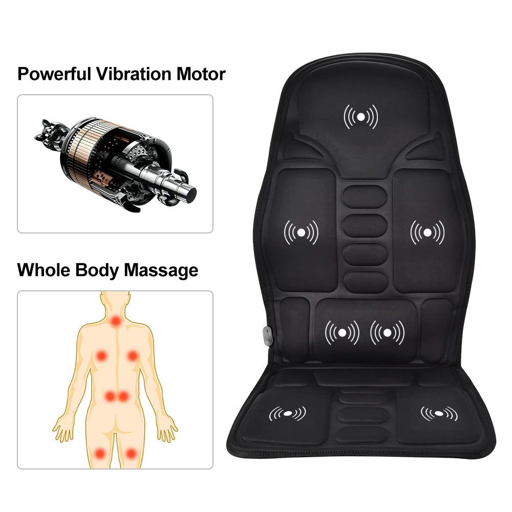 Electric Portable Full Body Vibration Massage Neck Back Car Chair Seat Massage Cushion With Heating Use for Car Home