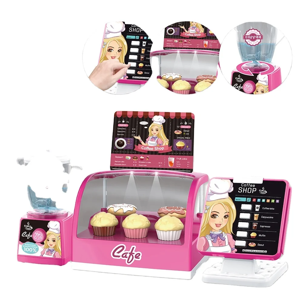 Huiye 2021 birthday gift juicer dessert table order machine with sound kitchen set for kids kitchen play set big kitchen set toy