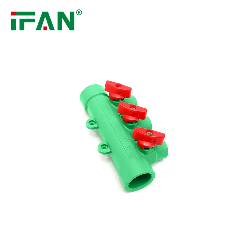 IFANPlus Wholesale Imported Raw Materials PPR Fittings PN25 PPR Pipe Fittings Green Manifold PPR Water Pipe Fittings