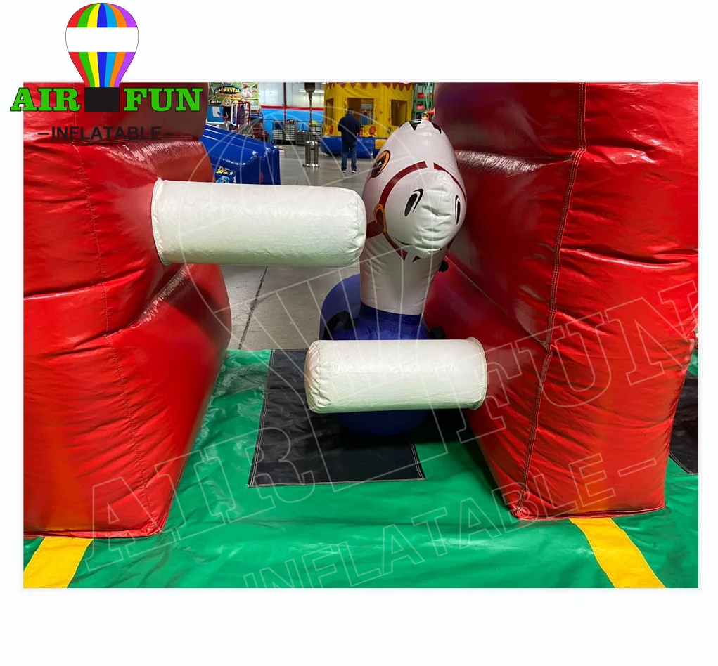 Airfun Inflatable 4 Lane Fun Derby Pony Downs Inflatables Jumping Hoppy Horses Race Track Pony Hops Sport Games