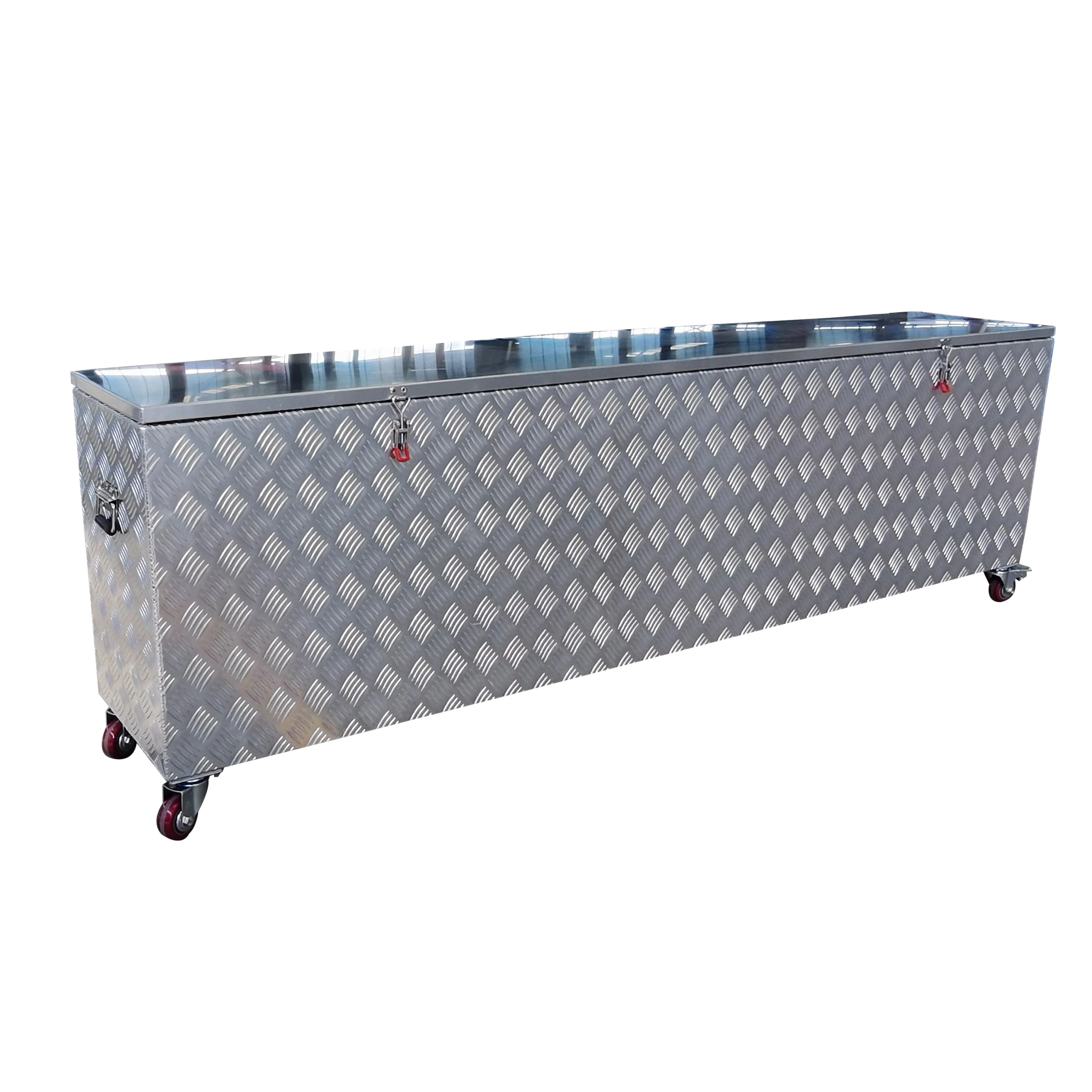 Factory Custom Wheeled storage boxes with handles  aluminum wheels  tool box  checker plate moving  boxes with bikes